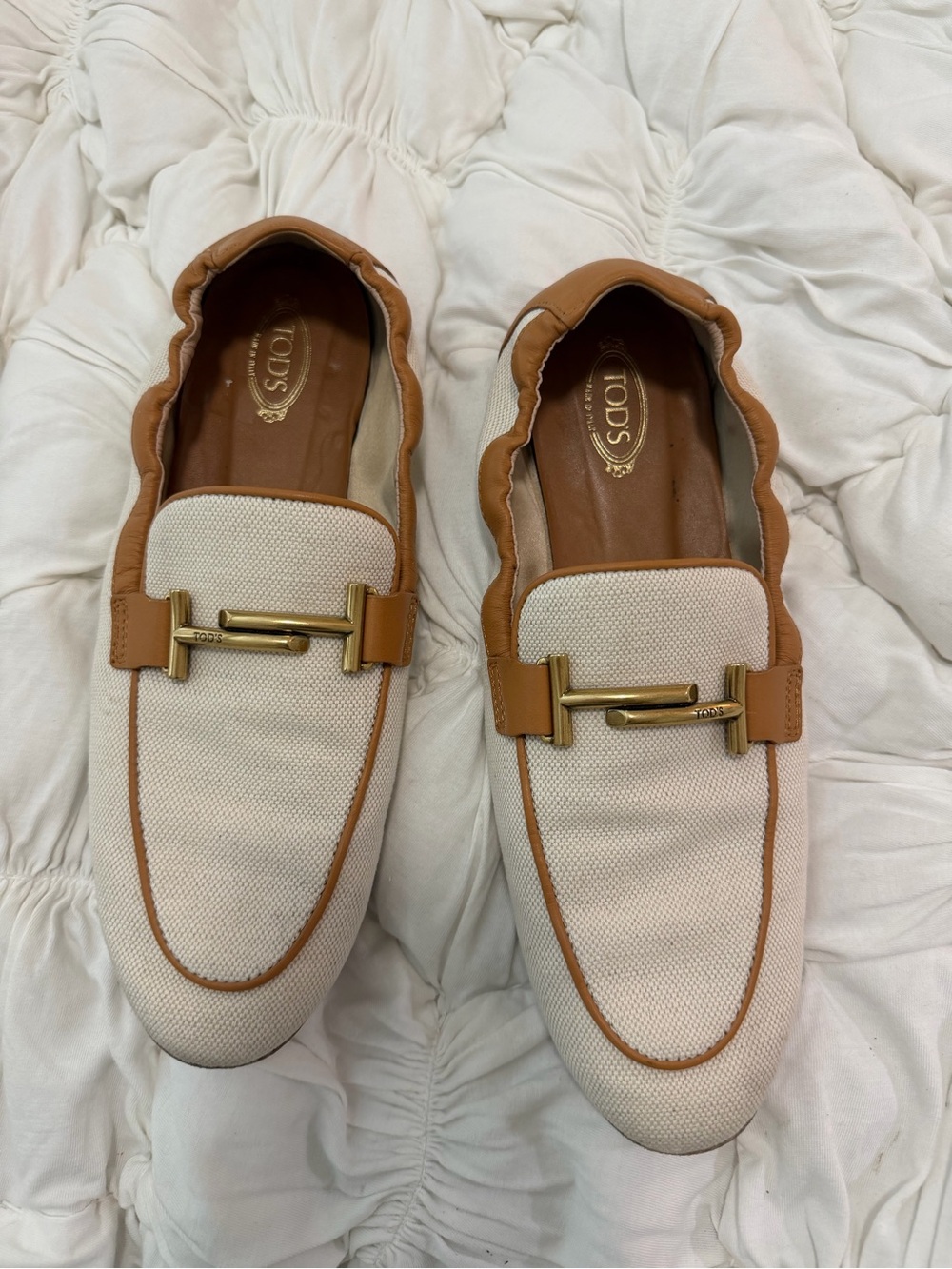 Tod's Kate Canvas & Leather Loafers